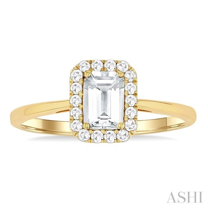 ASHI Emerald Shape Gemstone & Halo Diamond Ring 41278PPTGWTYG-OC