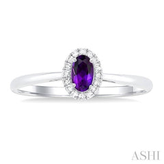 ASHI Oval Shape Gemstone & Halo Diamond Ring 41279PPFSAMWG-OV