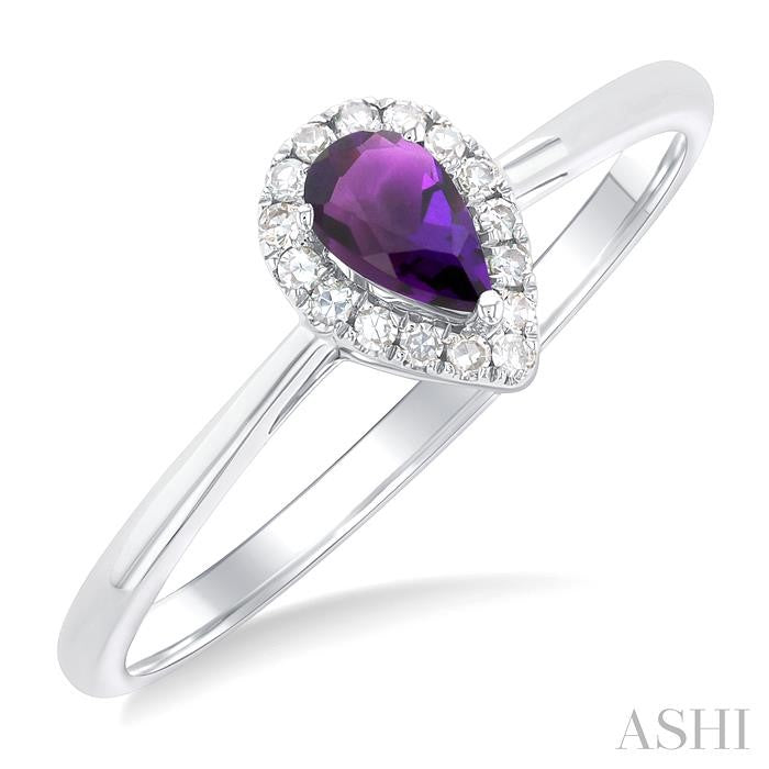 ASHI Pear Shape Gemstone & Halo Diamond Ring 41279PPFSAMWG-PR