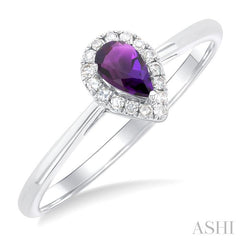 ASHI Pear Shape Gemstone & Halo Diamond Ring 41279PPFSAMWG-PR