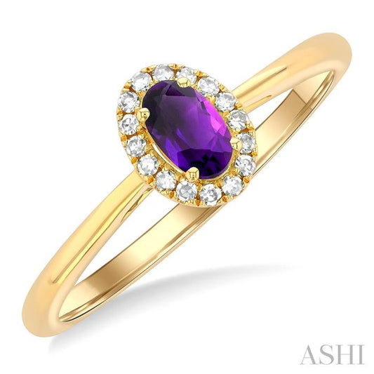 ASHI Oval Shape Gemstone & Halo Diamond Ring 41279PPFSAMYG-OV