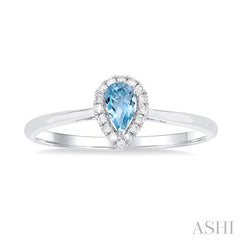ASHI Pear Shape Gemstone & Halo Diamond Ring 41279PPFSAQWG-PR