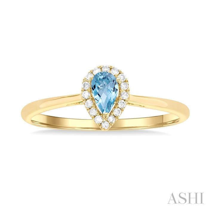 ASHI Pear Shape Gemstone & Halo Diamond Ring 41279PPFSAQYG-PR