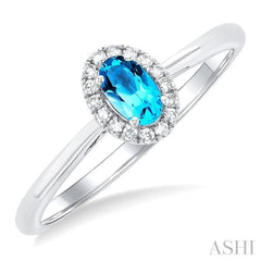 ASHI Oval Shape Gemstone & Halo Diamond Ring 41279PPFSBTWG-OV