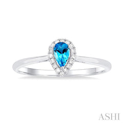 ASHI Pear Shape Gemstone & Halo Diamond Ring 41279PPFSBTWG-PR