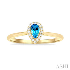 ASHI Pear Shape Gemstone & Halo Diamond Ring 41279PPFSBTYG-PR