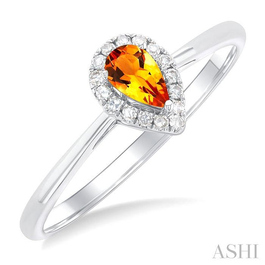 ASHI Pear Shape Gemstone & Halo Diamond Ring 41279PPFSCTWG-PR