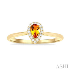 ASHI Pear Shape Gemstone & Halo Diamond Ring 41279PPFSCTYG-PR