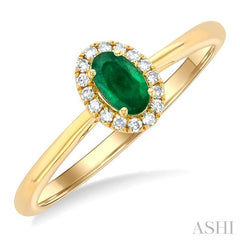 ASHI Oval Shape Gemstone & Halo Diamond Ring 41279PPFSEMYG-OV