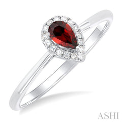 ASHI Pear Shape Gemstone & Halo Diamond Ring 41279PPFSGTWG-PR