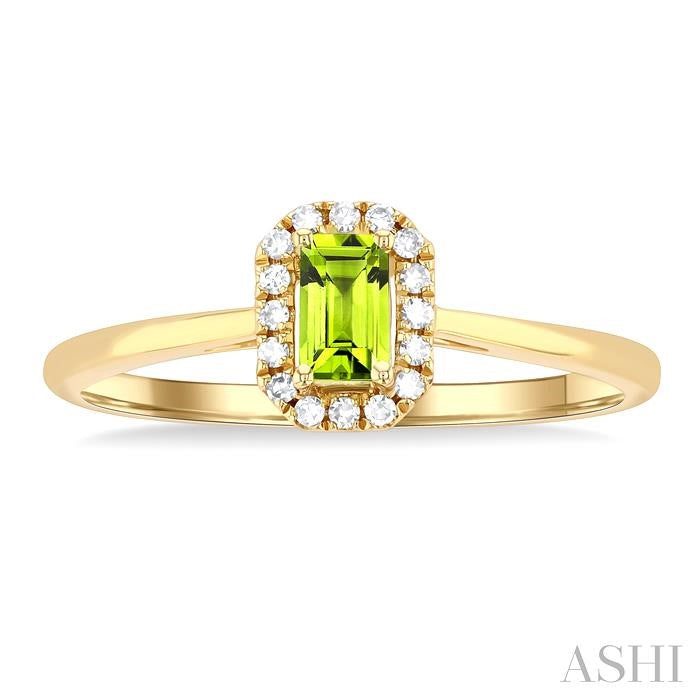 ASHI Emerald Shape Gemstone & Halo Diamond Ring 41279PPFSPEYG-OC