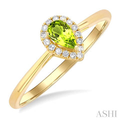 ASHI Pear Shape Gemstone & Halo Diamond Ring 41279PPFSPEYG-PR