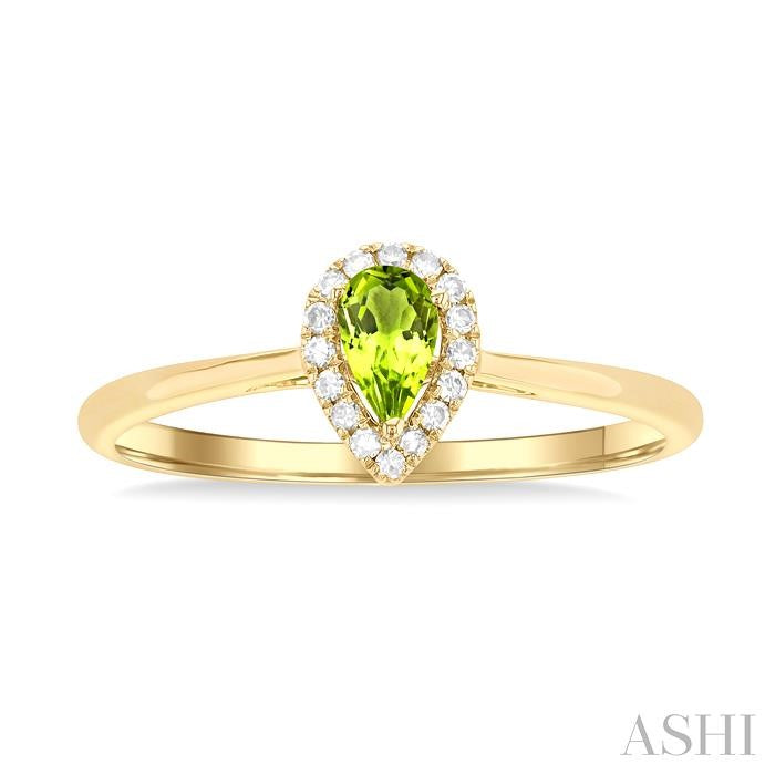 ASHI Pear Shape Gemstone & Halo Diamond Ring 41279PPFSPEYG-PR