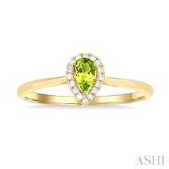 ASHI Pear Shape Gemstone & Halo Diamond Ring 41279PPFSPEYG-PR