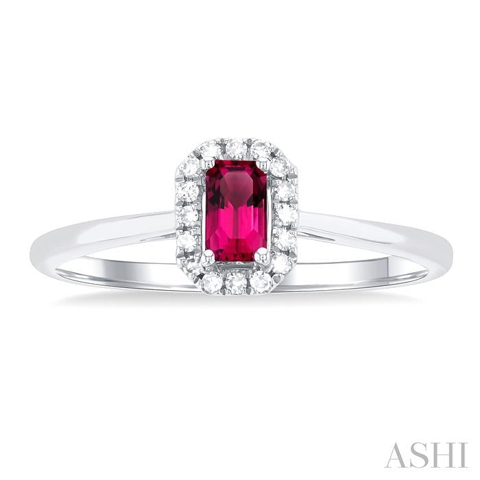 ASHI Emerald Shape Gemstone & Halo Diamond Ring 41279PPFSPTWG-OC