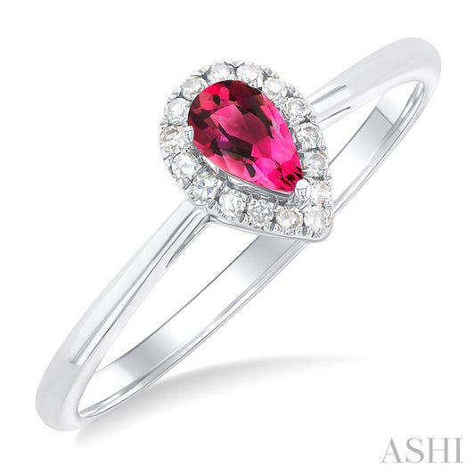 ASHI Pear Shape Gemstone & Halo Diamond Ring 41279PPFSPTWG-PR