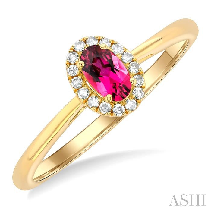 ASHI Oval Shape Gemstone & Halo Diamond Ring 41279PPFSPTYG-OV