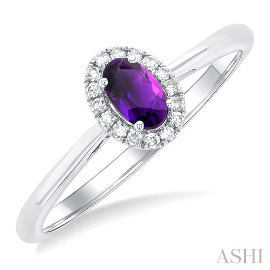 ASHI Oval Shape Gemstone & Halo Diamond Ring 41279PPTSAMWG-OV