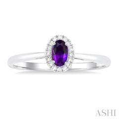 ASHI Oval Shape Gemstone & Halo Diamond Ring 41279PPTSAMWG-OV