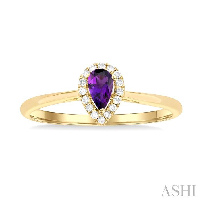 ASHI Pear Shape Gemstone & Halo Diamond Ring 41279PPTSAMYG-PR