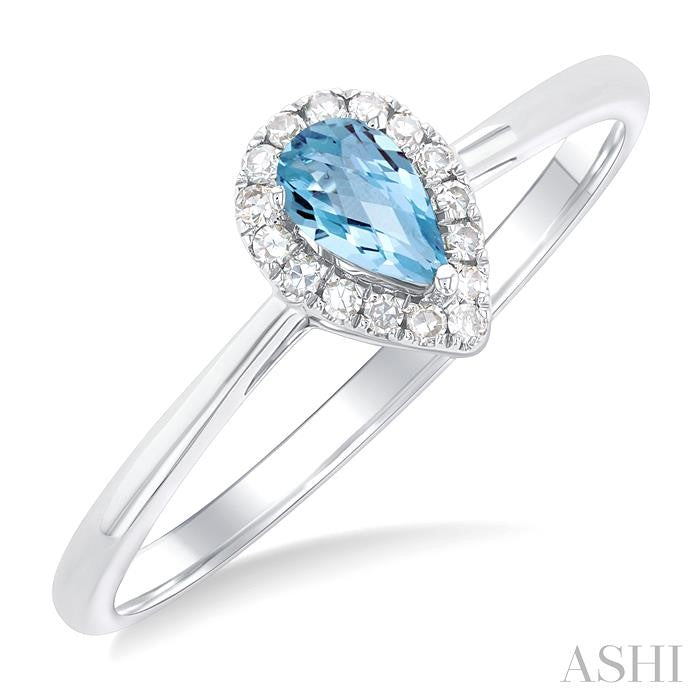 ASHI Pear Shape Gemstone & Halo Diamond Ring 41279PPTSAQWG-PR