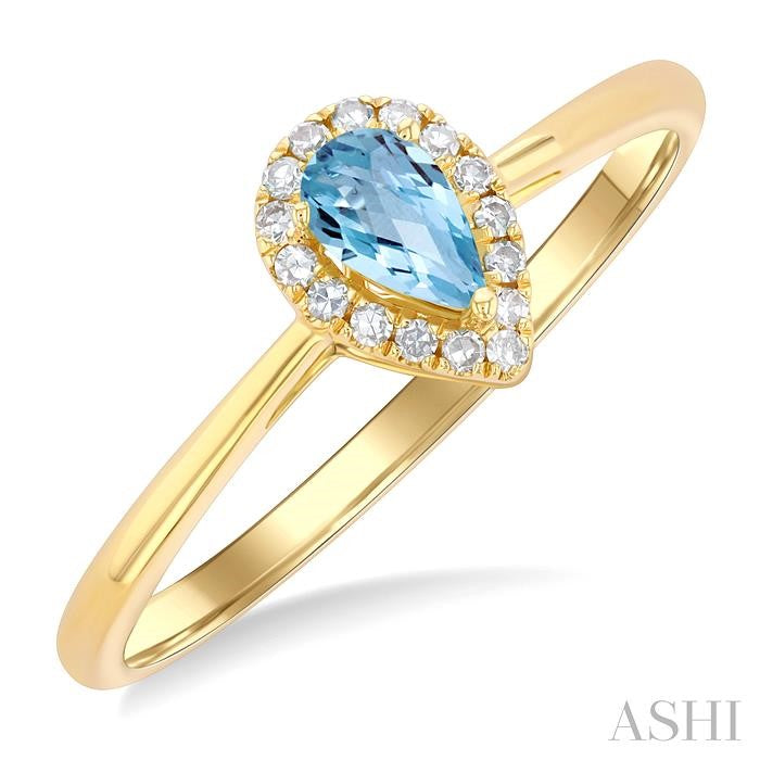 ASHI Pear Shape Gemstone & Halo Diamond Ring 41279PPTSAQYG-PR