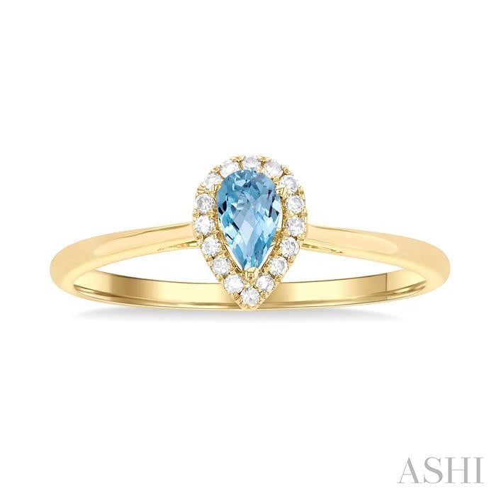 ASHI Pear Shape Gemstone & Halo Diamond Ring 41279PPTSAQYG-PR