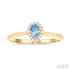 ASHI Pear Shape Gemstone & Halo Diamond Ring 41279PPTSAQYG-PR