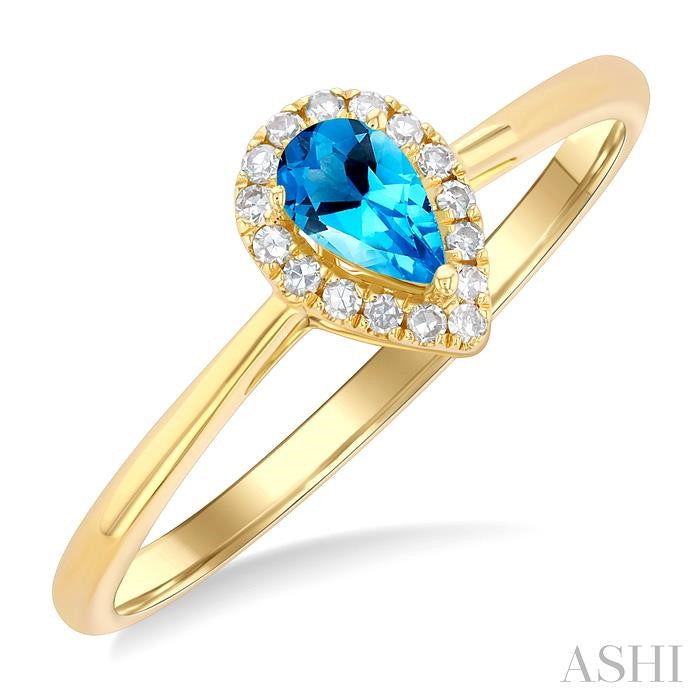 ASHI Pear Shape Gemstone & Halo Diamond Ring 41279PPTSBTYG-PR