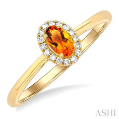 ASHI Oval Shape Gemstone & Halo Diamond Ring 41279PPTSCTYG-OV