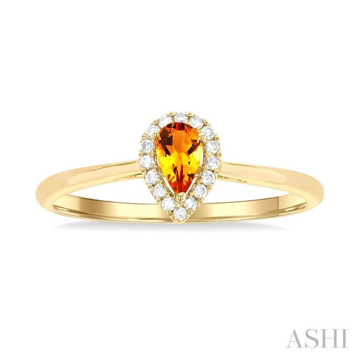 ASHI Pear Shape Gemstone & Halo Diamond Ring 41279PPTSCTYG-PR
