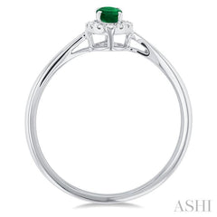 ASHI Oval Shape Gemstone & Halo Diamond Ring 41279PPTSEMWG-OV