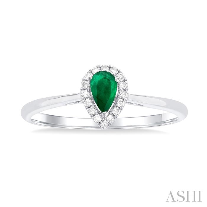 ASHI Pear Shape Gemstone & Halo Diamond Ring 41279PPTSEMWG-PR
