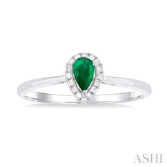 ASHI Pear Shape Gemstone & Halo Diamond Ring 41279PPTSEMWG-PR