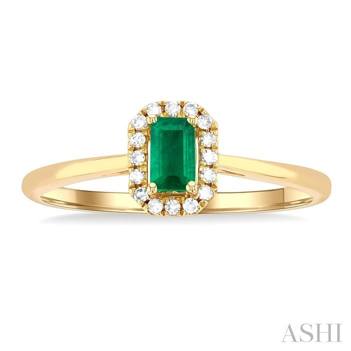 ASHI Emerald Shape Gemstone & Halo Diamond Ring 41279PPTSEMYG-OC