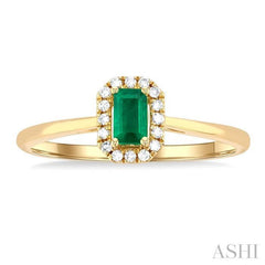 ASHI Emerald Shape Gemstone & Halo Diamond Ring 41279PPTSEMYG-OC