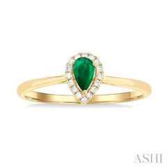ASHI Pear Shape Gemstone & Halo Diamond Ring 41279PPTSEMYG-PR