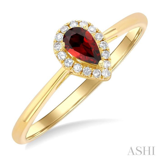 ASHI Pear Shape Gemstone & Halo Diamond Ring 41279PPTSGTYG-PR