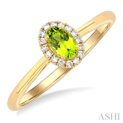 ASHI Oval Shape Gemstone & Halo Diamond Ring 41279PPTSPEYG-OV