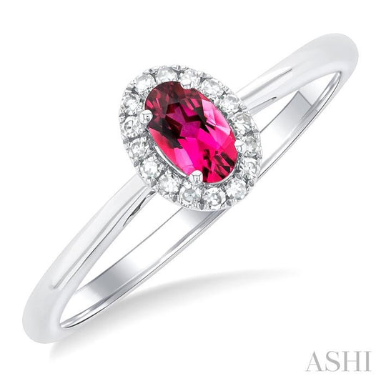 ASHI Oval Shape Gemstone & Halo Diamond Ring 41279PPTSPTWG-OV