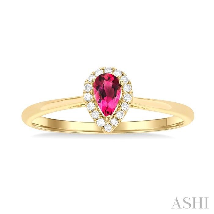 ASHI Pear Shape Gemstone & Halo Diamond Ring 41279PPTSPTYG-PR