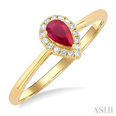 ASHI Pear Shape Gemstone & Halo Diamond Ring 41279PPTSRBYG-PR