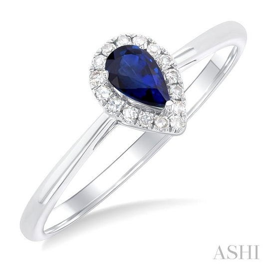 ASHI Pear Shape Gemstone & Halo Diamond Ring 41279PPTSSPWG-PR