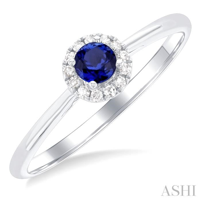 ASHI Round Shape Gemstone & Halo Diamond Ring 41279PPTSSPWG-RD