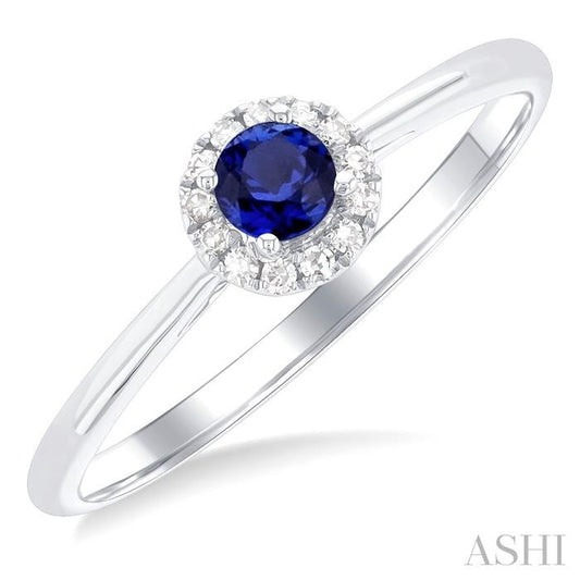 ASHI Round Shape Gemstone & Halo Diamond Ring 41279PPTSSPWG-RD