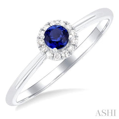 ASHI Round Shape Gemstone & Halo Diamond Ring 41279PPTSSPWG-RD