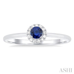 ASHI Round Shape Gemstone & Halo Diamond Ring 41279PPTSSPWG-RD