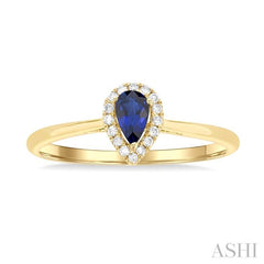 ASHI Pear Shape Gemstone & Halo Diamond Ring 41279PPTSSPYG-PR