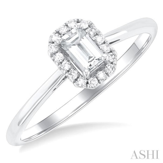 ASHI Emerald Shape Gemstone & Halo Diamond Ring 41279PPTSWTWG-OC