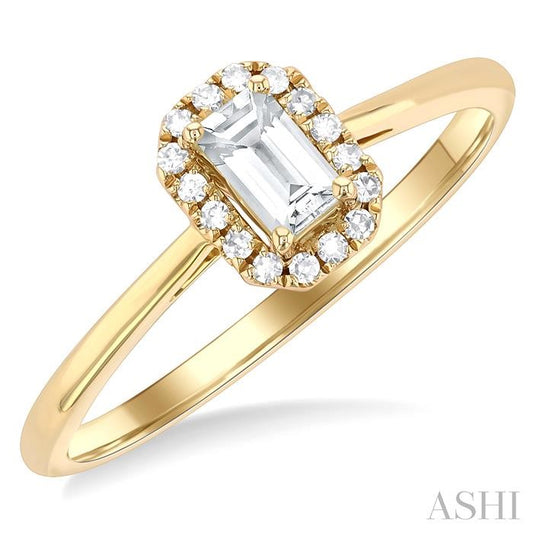 ASHI Emerald Shape Gemstone & Halo Diamond Ring 41279PPTSWTYG-OC